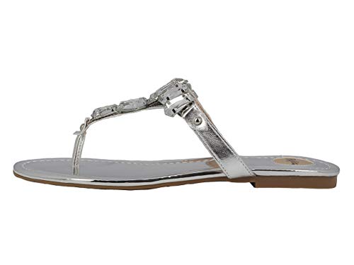 Buffalo Edina Damen Zehentrenner,Sandaletten,Sommerschuhe,Strandschuhe,flach,luftig,Silver,39 EU – Bild 3
