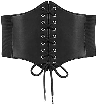 Urieo O-ring Black Corset Belt Leather Elastic Waist Cincher  display picture 3