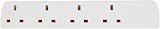 Mercury 4 Gang Extension Lead 1.0m White UK 13A Copper Wiring 4 Socket view 6