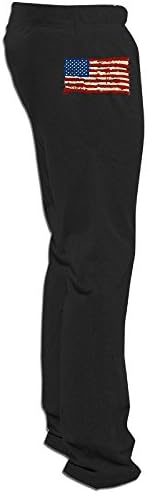 HROSE Distressed American Flag Men's Activewear Long Sports Pants - Black XX-Large