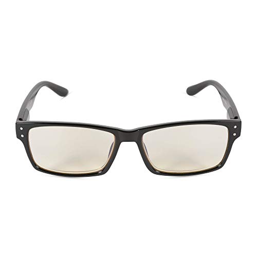 Inner Vision Eye Strain Relief Computer Screen Reading Glasses w/Case - Anti Blue Light, Anti Glare, Scratch Resistant, Spring Hinges - Unisex, (2.0 x Magnification), Black