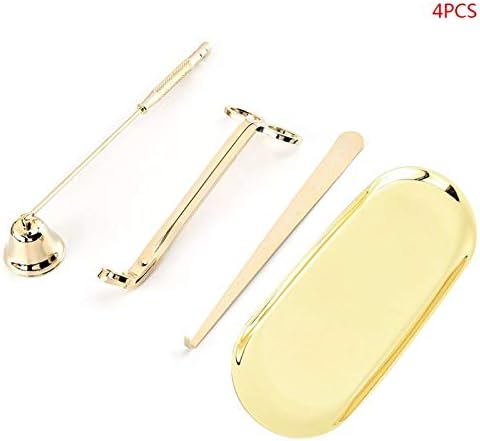 4 Pcs Candle Accessory Set Candle Wick Trimmer, Candle Wick Dipper, Candle Snuffer, Candle Tray Plate,Candle Scissor Cutter