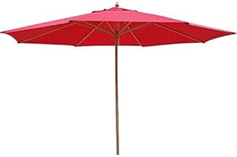 Amazon Com Oversized 13 Ft Diam Market Patio Umbrella Outdoor Furniture Red Color 106 Height Solid German Beech Wood Pole 8 Ribs W Pulley Rope Waterproof For Beach Yard Garden Wedding Cafe Canopy
