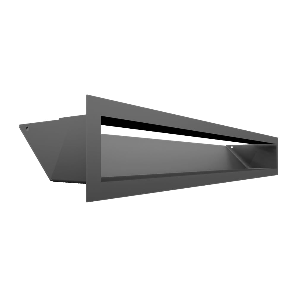 KRATKI ventilation grille AIR | Warm air grille 9 x 60 cm | Graphite | Exhaust grille for chimney ventilation | Air intake at a 45 degree angle | overheating resistant | Ideal for modern interiors