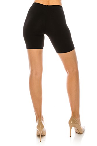 C&C Style Women's Stretch Jersey Bike Yoga Running Workout Bermuda Shorts Tights Pants Under Short Leggings S to 3XL Plus (Small, Black)