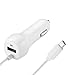 Samsung Note 8 USB Type C Car Charger, Carhope Ultra Rapid Retractable Dual-Port Charger Adapter USB C Cable for Samsung Note 8, Galaxy S8 / S8 Plus, LG G6 / G5, Google Pixel and More (white)