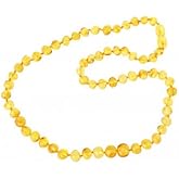 TheNaturalAmber Baltic Amber Necklace Adult – Lemon Baroque Polished Beads 45cm – Handmade Pain Relief & Succinic Acid Wellness Jewelry