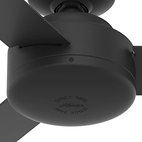 Hunter Presto, Indoor, Ceiling Fan, No Light, Modern, 52 inch, Matte Black | Standard Mount, Wall Control, 3 Blades, For Bedroom, Living Room, Kitchen, 50810
