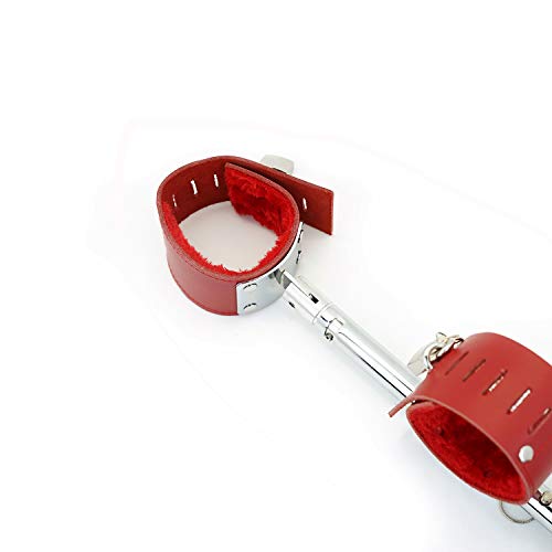 SCARLET KITTEN Exercise Spreader Bar with 4 Adjustable Straps Set, Red and Silver