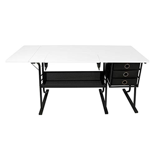 Studio Designs Eclipse Hobby Sewing Arts & Crafts Center Table, Black & White (2 Pack) - Thumbnail 5