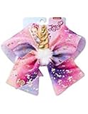 JOJO Siwa Girls Large Hair Bow Ties Rhinestones Many Colors Styles Exclusives (Large, Unicorn Pink Purple)