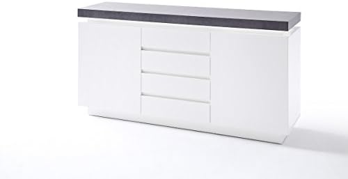 ATLAN 48673WB white chest of drawers - white matte varnish - long 4 drawers dresser