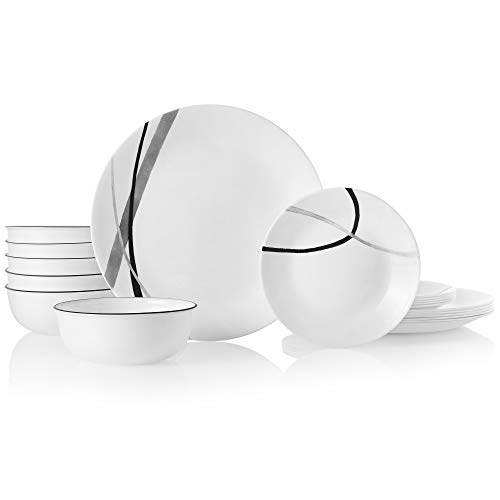 Corelle Chip Resistant Dinnerware Set, 18Piece, City Ribbon The Home