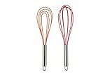 Core Kitchen Stainless Steel & Silicone Standard & Flat Whisk Set - Strawberry/Mandarin