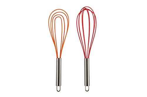 Core Kitchen Stainless Steel & Silicone Standard & Flat Whisk Set - Strawberry/Mandarin