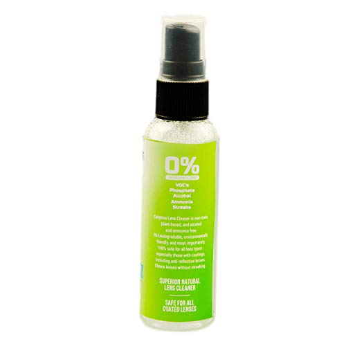 Calyptus Eyeglass Lens Cleaner Spray Care Kit | 100% Natural, Plant Based, Non-Toxic, and Safe | Alcohol Free, Ammonia Free, VOC Free | AR Safe for Coated Lenses | 4 oz Bundle with 2 Calyptus Cloths