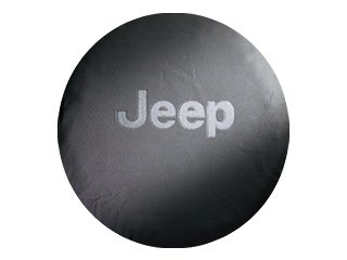 Jeep Wrangler Black Denim Tire Cover with Gray Jeep logo