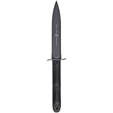 KA-BAR EK44 Model 4 Commando Knife &ndash; 12.625" Tactical Fixed Blade, Double-Edged Spear Point, 1095 Cro-Van Steel, Black with USA-Made Sheath