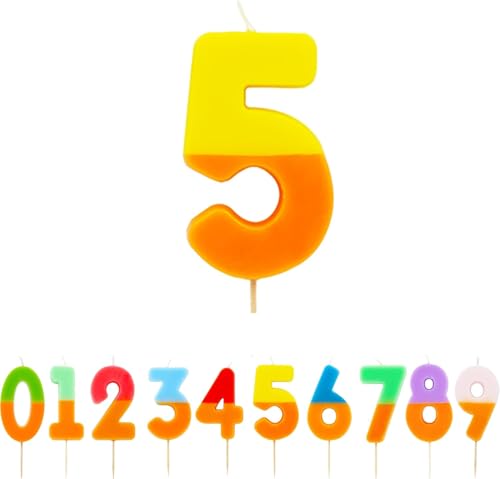 Talking Tables Bougie chiffre 5 orange et jaune pour gateaux | Decorations de gateau danniversaire colorees pour fete denfants, garçons 5e, 15e, 50e, filles, anniversaire de mariage