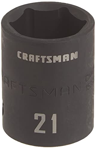 CRAFTSMAN Soquete de impacto raso, métrico, chave de 1/2 polegada, 21 mm (CMMT15868)