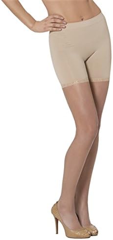 Aha Moment by n-fini Women's Plus Anti-Cellulite Low Rise Shapewear Short with Lace Trim Nude 3X/4X