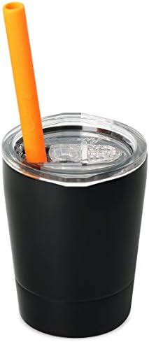 Housavvy Double Wall Stainless Steel Kids Mug with Lid and Straw - Black
