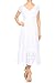 Anna-Kaci Renaissance Peasant Maiden Boho Inspired Cap Sleeve Lace Trim Maxi Dress, White, Large