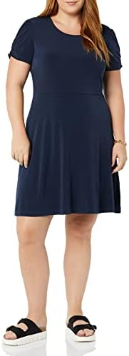 ivy & blue short sleeve fit + flare dress Ivy & Blue Womens Midi Split Tie Neck Short Sleeve Cap Fit + Flare Dress, Color: Black