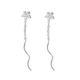 FarryDream Genuine 925 Sterling Silver Plumeria Flowers Tassel Earrings for Women Teen Girls Elegant Earrings