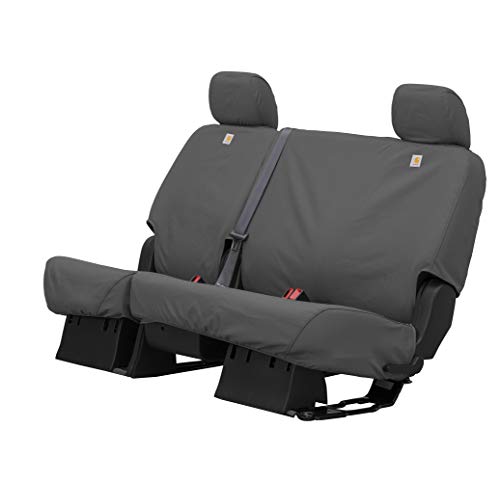 Covercraft Carhartt SeatSaver Custom Seat Covers | SSC8429CAGY | 2nd Row 60/40 Bench Seat | Compatible with Select Chevrolet Silverado & GMC Sierra Models, Gravel