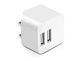 AMEMO 12W 2.4A Dual USB Port Wall Charger Adapter with Foldable Plug for Smartphones, White
