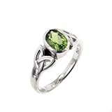 Sterling Silver Celtic Knot and Green Genuine Peridot Ring(Sizes 4,5,6,7,8,9,10,11,12,13,14,15)