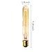 KINGSO Vintage Edison Bulbs 60W Tubular Nostalgic Filament Incandescent Antique Dimmable Light Bulb for Home Light Fixtures E27 Base T30 110V Length of 7.28 inches - 2 Pack