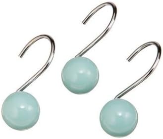 Amazon Com Aqua Blue Orbit 12 Shower Curtain Hooks Retro Bath