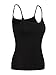 Satinior Women's Cami Camisole Built-In Bra Adjustable Spaghetti Strap Tank Top Padded Cami Tanks (L Size, Black)