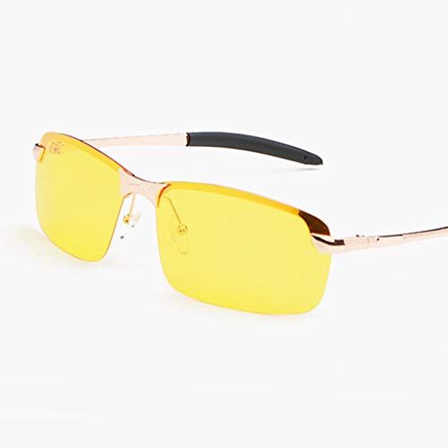 Semi Rimless Polarized Sunglasses Women Men Retro Oversized Sun Glasses (Gold, Size:Free Size)