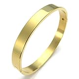 KONOV Polished Stainless Steel Bangle Cuff Bracelet, Unisex Mens Womens, Color Gold