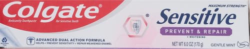 COLGATE SENSITIVE TOOTHPASTE, PREVENT AND REPAIR , MINT PASTE FORMULA, 6 OUNCE (1 PACK)
