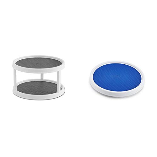 Copco NonSkid 2 Tier Turntable, 12Inch, White/Gray & Basics NonSkid Pantry Lazy Susan