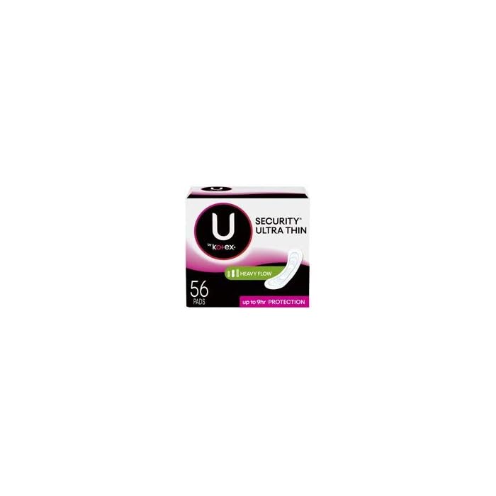 U by Kotex Security Ultra Thin Pads, Long, Unscented, 56 Count , Pack of 3
