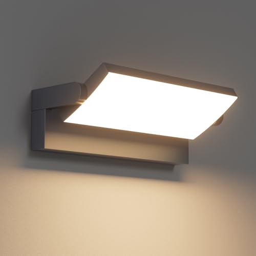 Klighten 45 W LED Outdoor Indoor Rotatable Wall Light, IP65 Waterproof Modern Wall Light, Adjustable Wall Lamp for Garden, Entrance, Terrace, 3480LM, Warm White 3000K, Anthracite