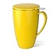 Sweese 15 OZ Porcelain Tea Mug with Infuser and Lid, Loose Leaf Tea Cup, Gifts for Tea Lover, Yellow - 201.105