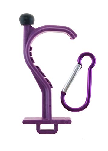 Kooty Key Germ Utility Hook Tool- Avoid Touching Bacteria Ridden Surfaces- Carabiner Included (Colors May Vary) (1 Pack, Purple)