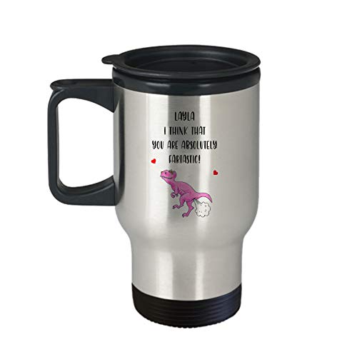 Layla Valentine’s Day Travel Mug - AA176TM Funny Personalised Name V-Day Friendship Coffee Tea Cup For Women Female Friend Her Family Member Farting Tumbler