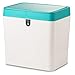 Crippa Countertop Trash Can | Mini Trash Can with Lid | 1.5 Gallon Small Trash Bin | Kitchen Countertop, Table, Bathroom, Office, Desk Trash Can | Plastic Bathroom Wastebasket | White/Turquoise