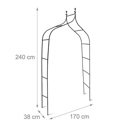 Relaxdays Rankbogen Metall geschwungen 240 cm, royaler Rosenbogen mit Spitze, Rankhilfe und Gartendeko f. Draußen, grün – Bild 5