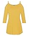 Styleword Women's Three-quarter Sleeves Off Shoulder Casual Shirt Tops(Yellow,L)