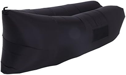 NiceTime 2nd Generation Outdoor Inflatable Air Sofa Lounger bed with Pockets ,High-tech Nanophase Materials , Comfortable for Outdoor Camping Hiking as a Couch Sofa Bed or Hammock (Black)