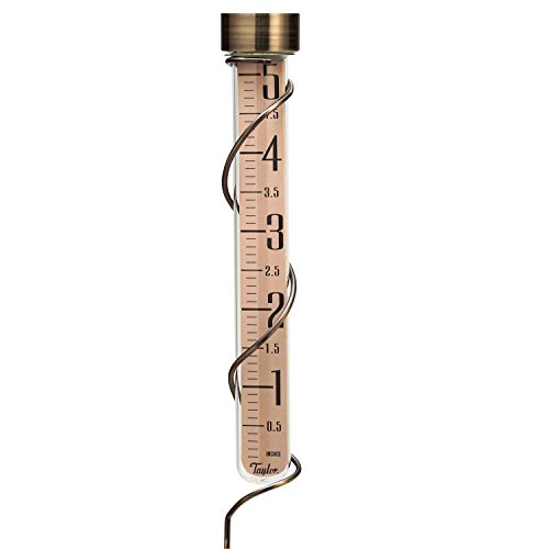 Taylor Precision Products 27-Inch Glass Rain Gauge (Tall, Bronze) (Discontinued by Manufacturer)
