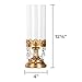 Amalfi Décor Antique Gold Metal Candle Holder with Glass Hurricane Vase, Crystal Draped Pillar Stand Accent Display